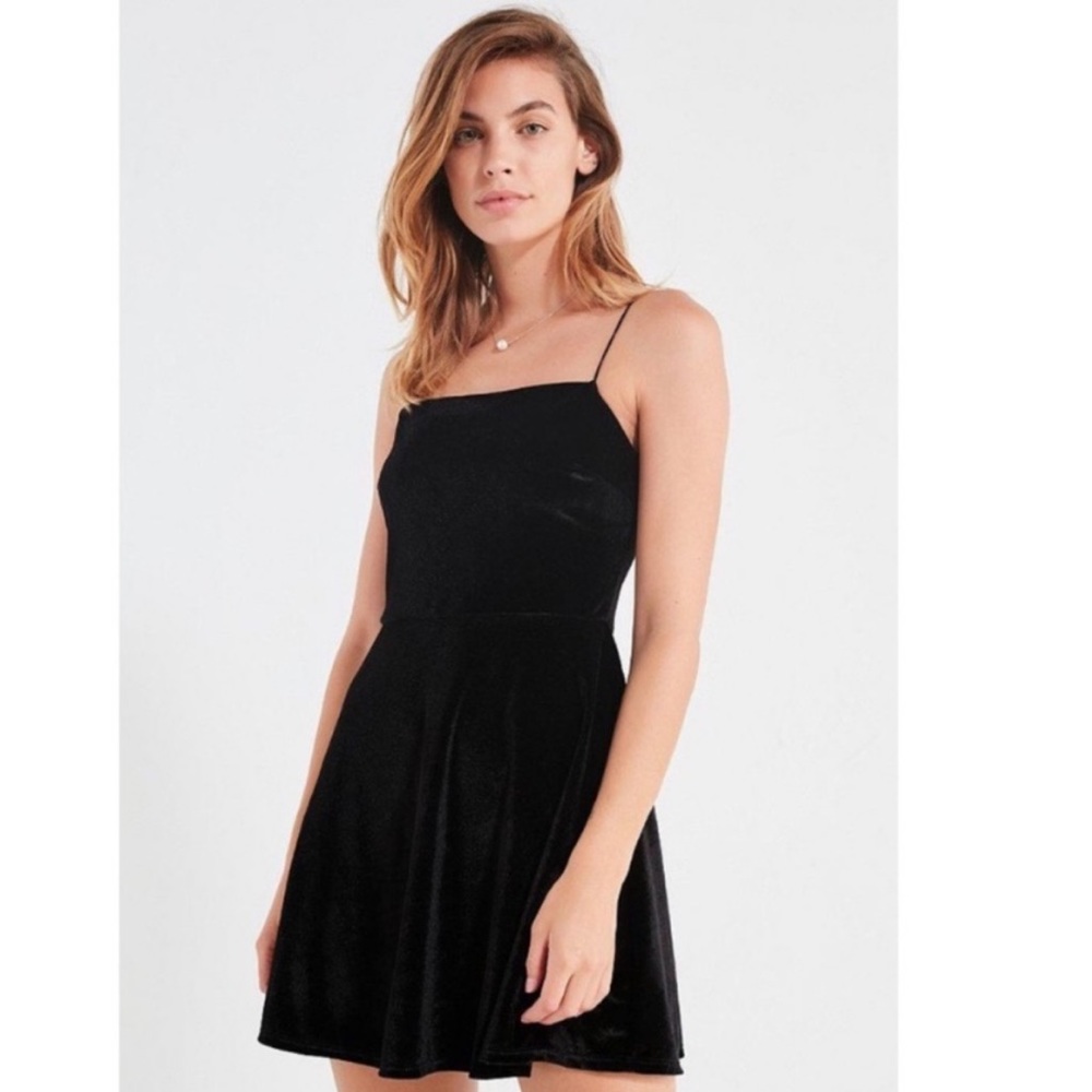 UO Velvet Straight Neck Mini Dress